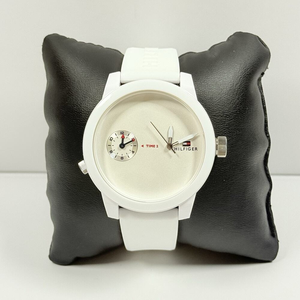 Tommy Hilfiger Denim White Dial Silicone Band Men’s Watch 1791324